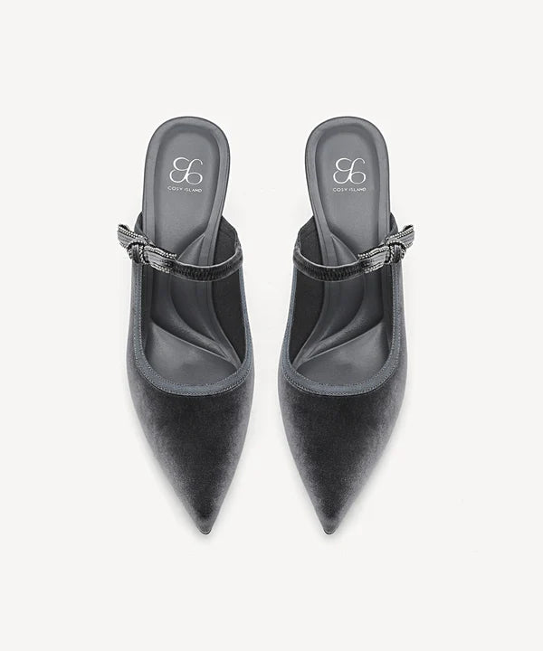 GraceLithe Velvet Bow Pointed Toe Heeled ules