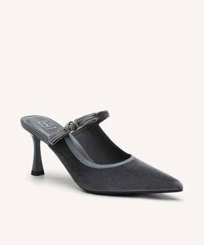 GraceLithe Velvet Bow Pointed Toe Heeled ules