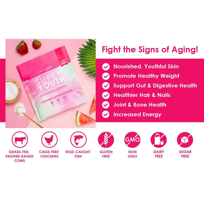 🔥BUY MORE SAVEMORE Skinny Fit Super Youth Peptides Tropical Punch Flavor Multi-Collagen Supplements