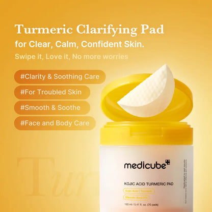Kojic Acid Turmeric Clarifying Toner Pad for Troubled Skin & Use After Spot Care
