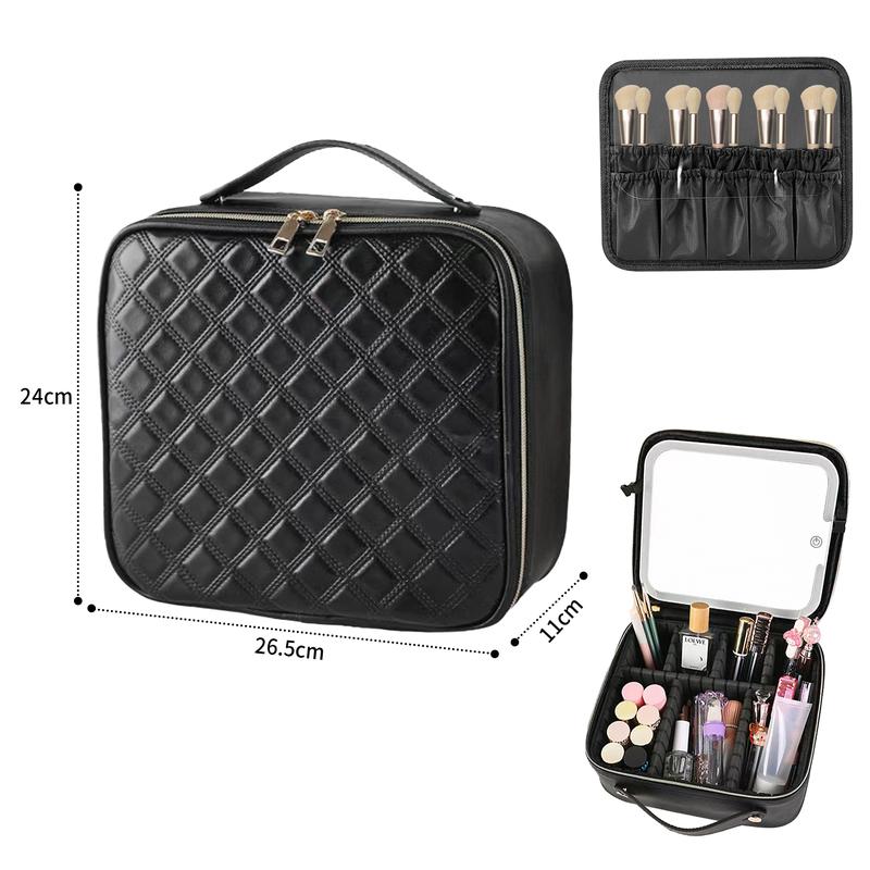 🔥3-color adjustable LED makeup bag for storing brushes, cosmetics and skin care products.
