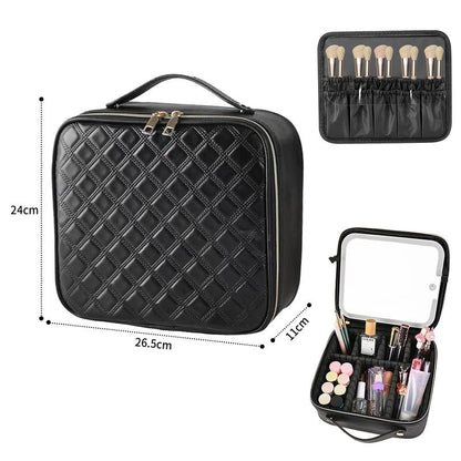 🔥3-color adjustable LED makeup bag for storing brushes, cosmetics and skin care products.