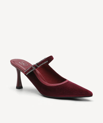 GraceLithe Velvet Bow Pointed Toe Heeled ules