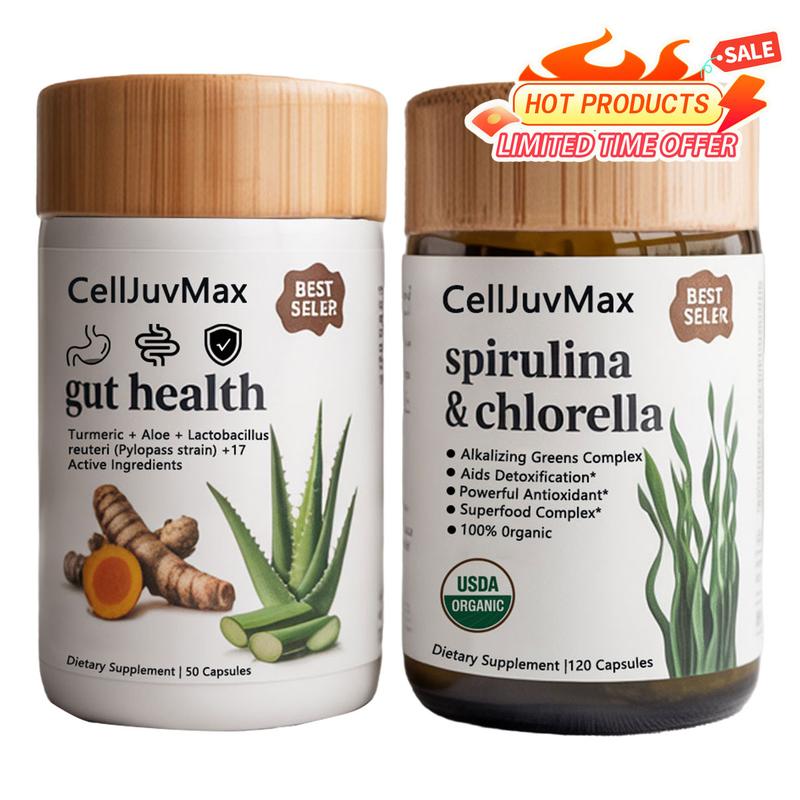 🔥Gut Health Bundle - Gut Health + Spirulina & Chlorella - Natural Supplement Bundle - Prebiotics Probiotics Dietary