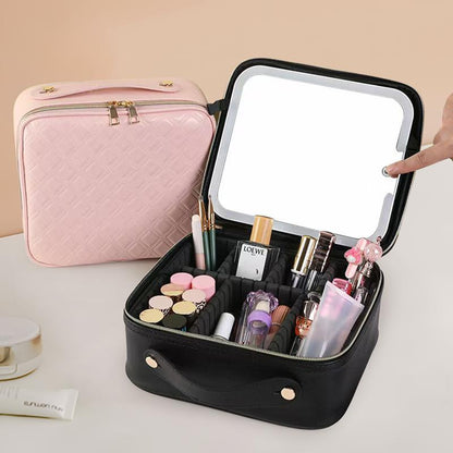 🔥3-color adjustable LED makeup bag for storing brushes, cosmetics and skin care products.