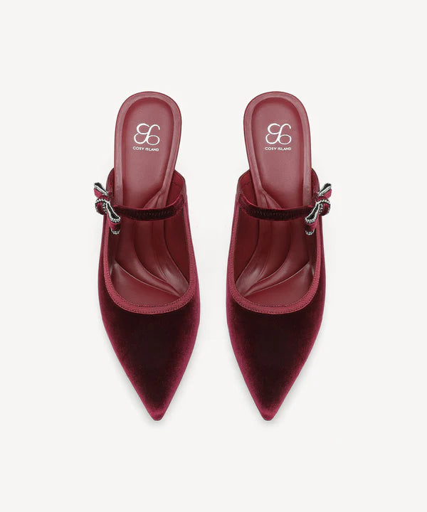 GraceLithe Velvet Bow Pointed Toe Heeled ules