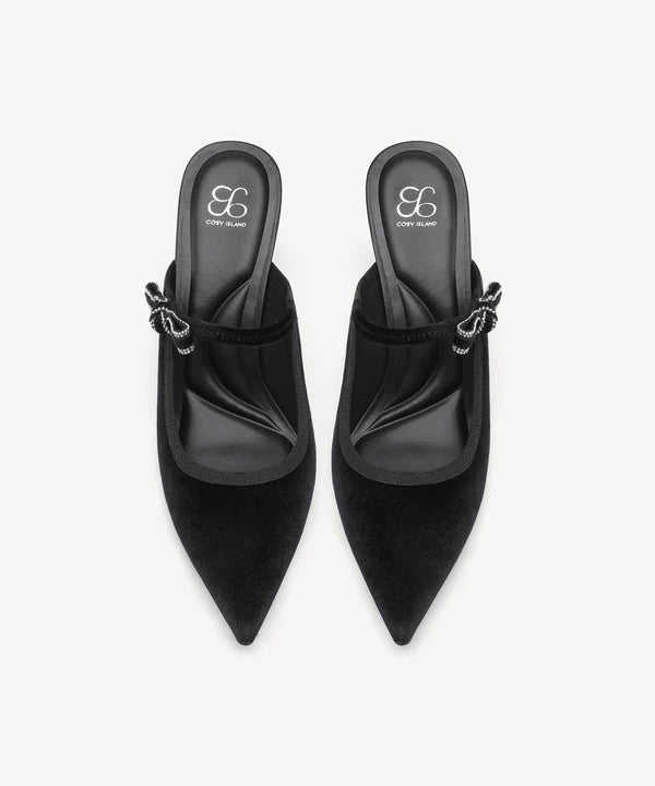 GraceLithe Velvet Bow Pointed Toe Heeled ules
