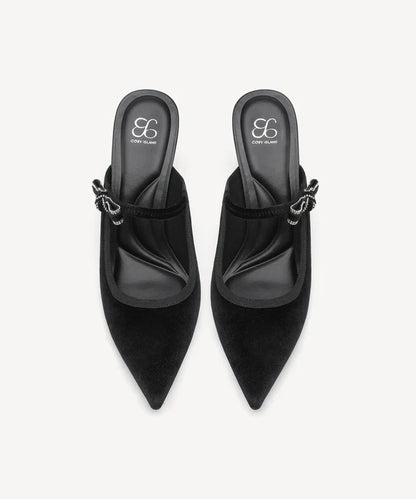 GraceLithe Velvet Bow Pointed Toe Heeled ules