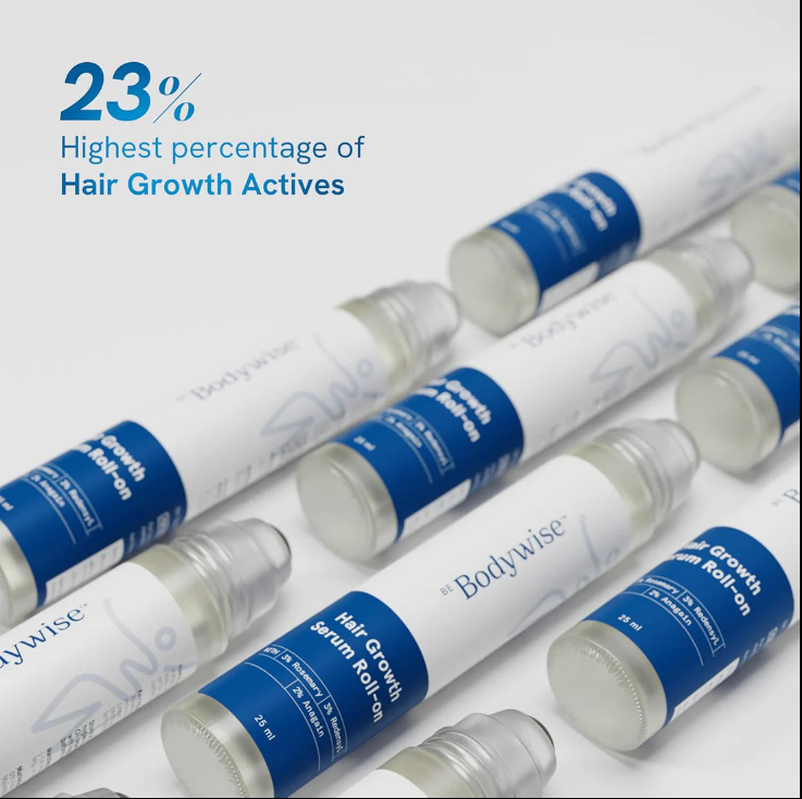 Be Bodywise Avancerad Hårväxt Roll-On-Serum | 3% Rosmarin | 2% Aminexil | 3% Redensyl | 2% Anagain | Präcisionsapplicator för skägg hud | Utan parabener och sulfater | Icke oliv och utan röra